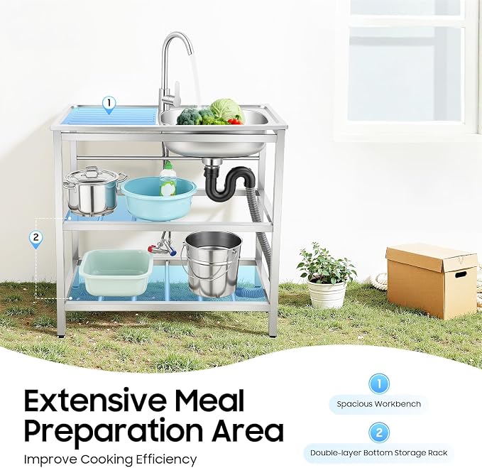 Outdoor Utility Sink, Freestanding Kitchen Sink - Image 3