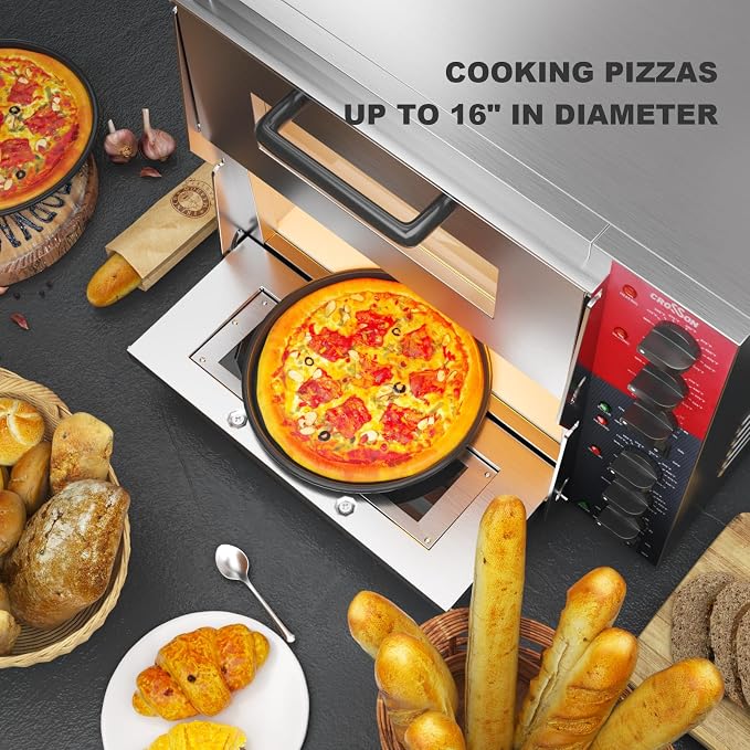 CROSSON ETL listed Commercial Double Deck 16 inch Countertop Electric Pizza Oven - Image 2