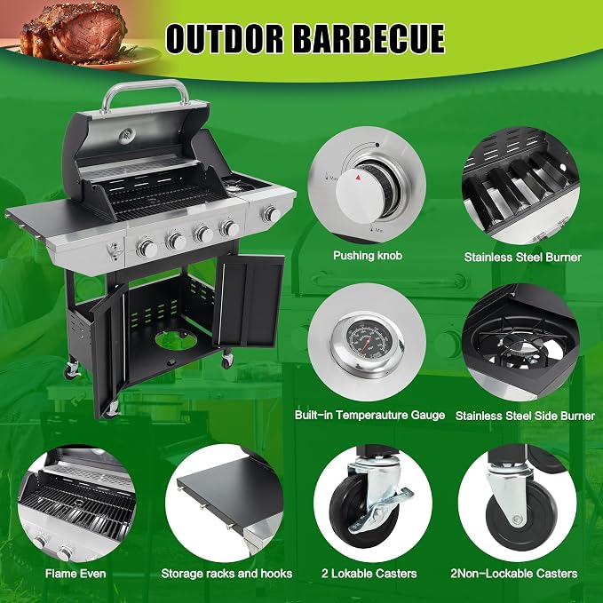 Zateety 4 Burner Propane Grill - Image 7