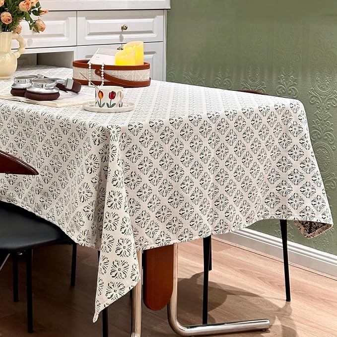 Rectangle Gingham Tablecloth, Jacquard Wrinkle Free Table Cloth, French Retro - Image 6