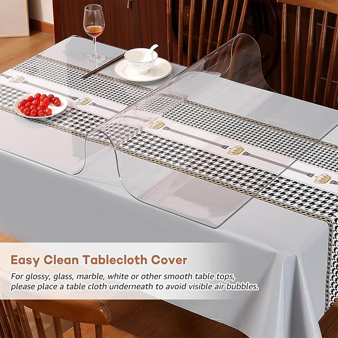 RostiKong Clear Table Pad Protector 32 x 60 Inch Transparent Plastic Dining - Image 5