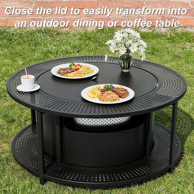 ALAULM 37 Inch Smokeless Fire Pit Tabletop, Stainless Steel Wood Burning Firepit - Image 5