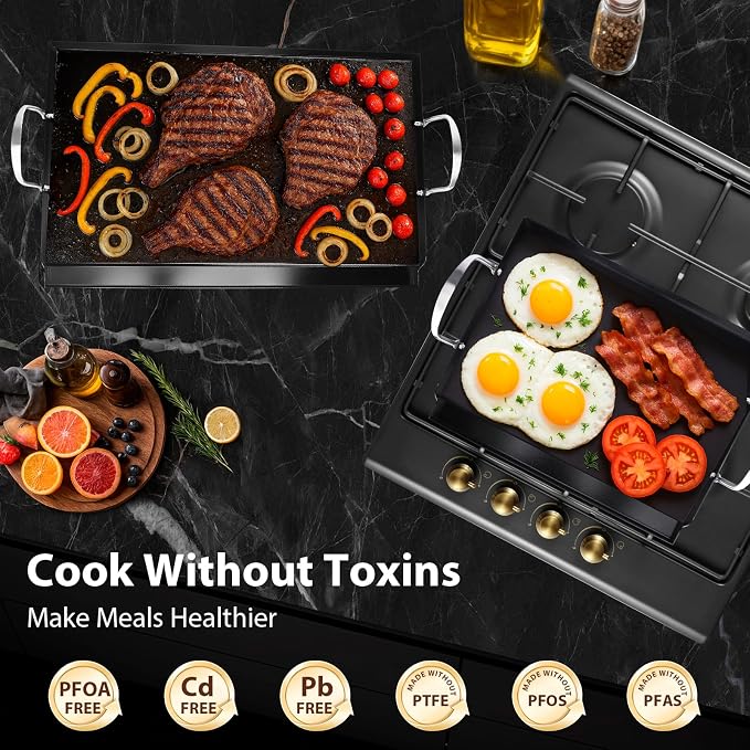 Utheer 17" x 13" Ceramic Nonstick Stainless Steel Griddle - Image 4