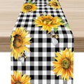 Sunflower Table Runner, Baffalo Plaid Summer Fall Yellow Florals Rustic by Unknown