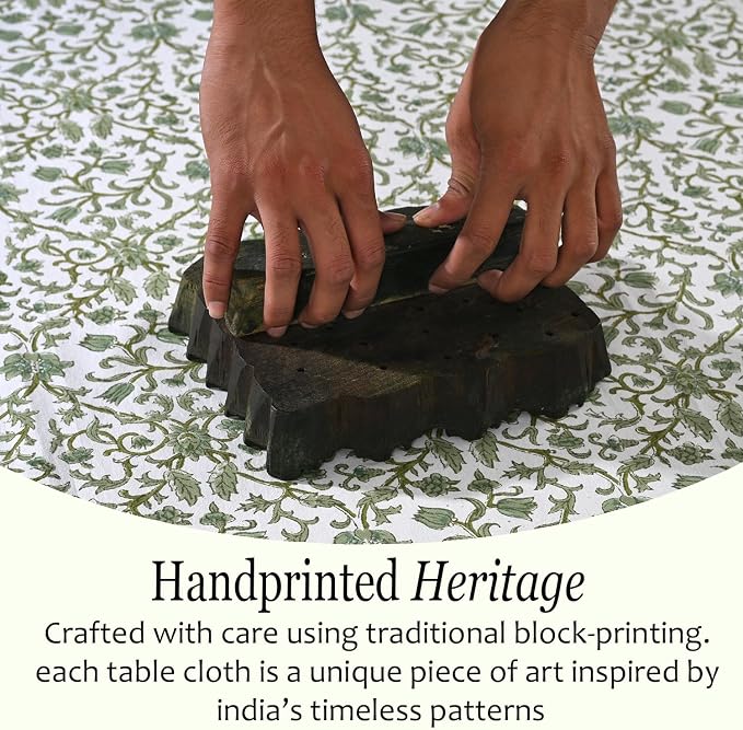 CPC Meadow Vine Tablecloth 100% Cotton 72x140 Inch Indian Block Print Rectangle - Image 5
