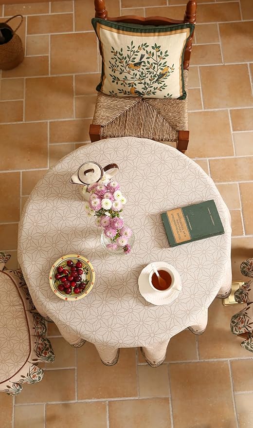 patdrea Designer Vintage Linen Round Table Cloth, Anti-Wrinkle Breathable - Image 7
