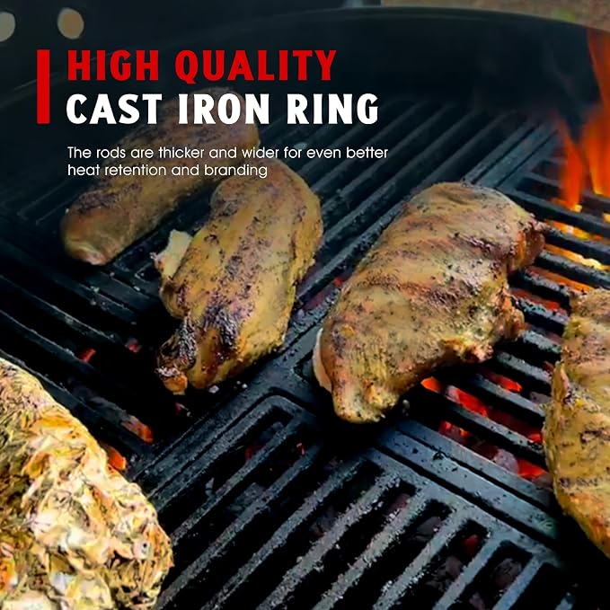 Pre-Seasoned Modular Cast Iron Grate, Fits 22.5" Kettle Grills Like Weber and - Image 6