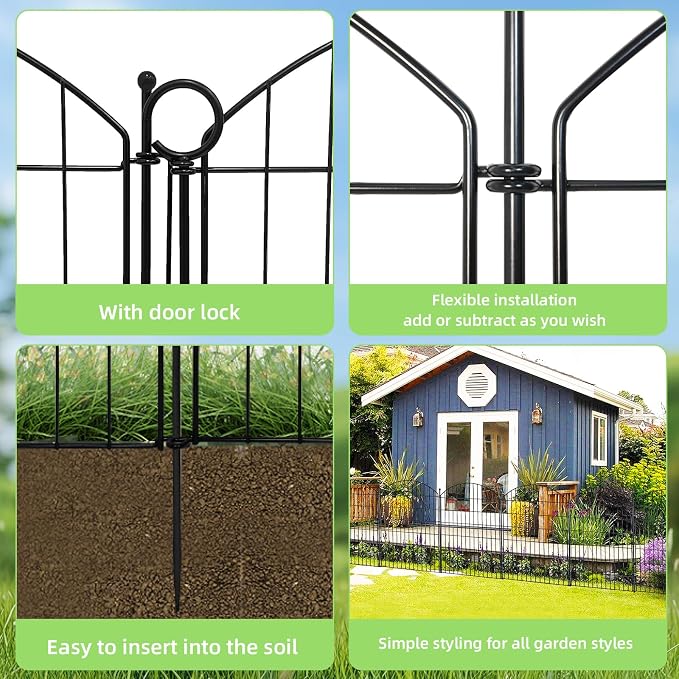 Decorative Garden Fence 40in x12ft, 5 Pack No Dig Fence Animal Barrier - Image 7