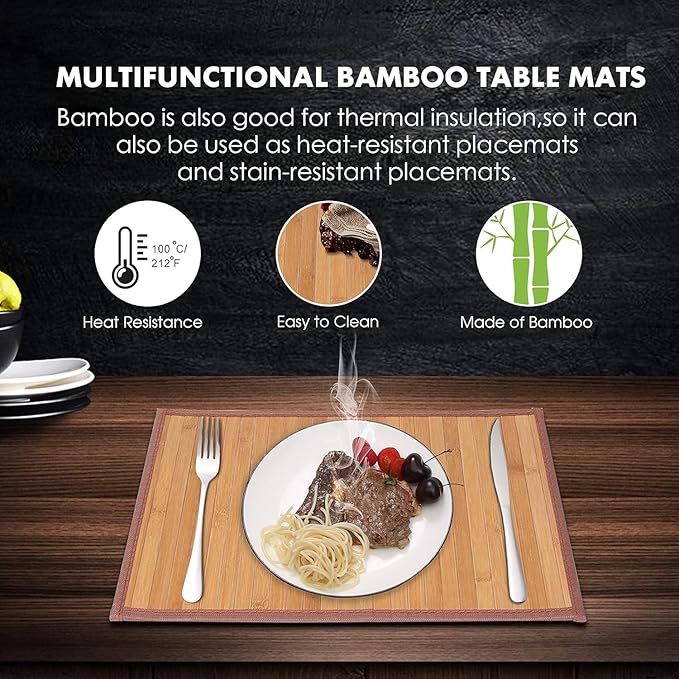 Placemats Set of 4 for Dining Table, Bamboo Place Mats for Kitchen Table Decor - Image 4