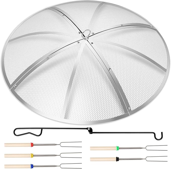 Fire Pit Spark Screen 36 Inch Round, Heavy Duty Stainless Steel Outdoor Fire by Baitedelai