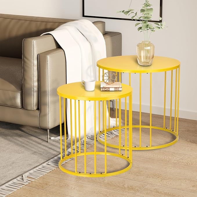 SUNNYPARK Outdoor Side Table Set of 2, Metal Circle Accent End Tables - Image 8
