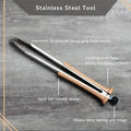 Barbecue Tongs with Wood Bat Handle, 17.5-Inch Stainless Steel