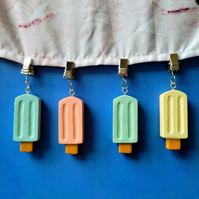 TwoFish Home Set of 4 Colorfue Ice Cream Tablecloth Clamps Handicraft TICE - Image 3