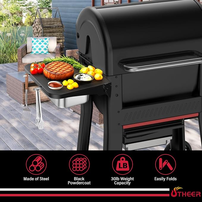 Utheer Grill Side Table Shelf for Weber Searwood 600/600XL – Foldable BBQ Prep - Image 6
