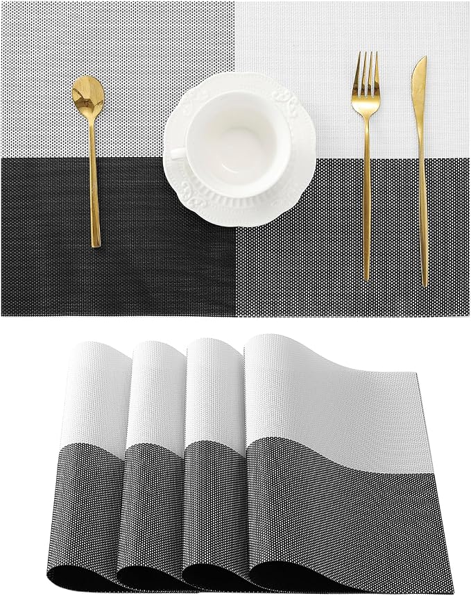 Leetaltree Gray with White Grid Pattern Placemats Set of 4 by Leetaltree-ArtatEveryTable