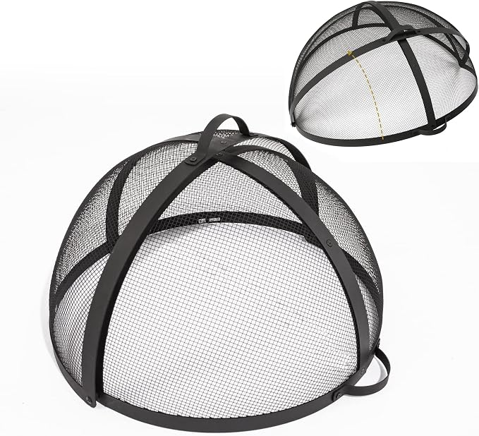 WeCooper 32In Round Fire Pit Spark Screen Cover, Outdoor Patio Easy-Opening by WeCooper