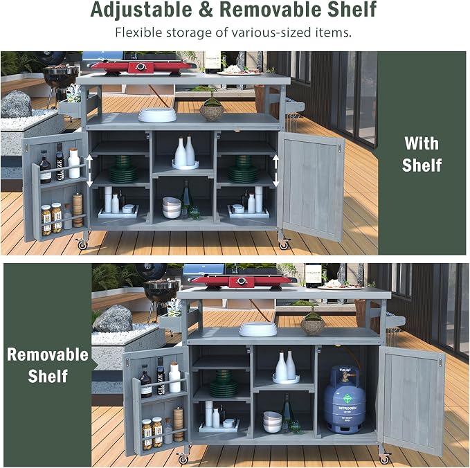 50.25" W Grill Cart with Stainless Steel Tabletop - Image 5