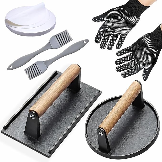 Smash Burger Press Kit 56 Pcs, grill press, 7.9 Inch Cast iron hamburger by Unknown