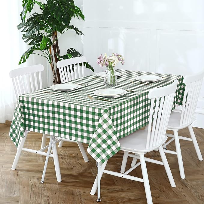 Romanstile Rectangle Vinyl Tablecloth, 100% Waterproof Buffalo Gingham Plastic - Image 3
