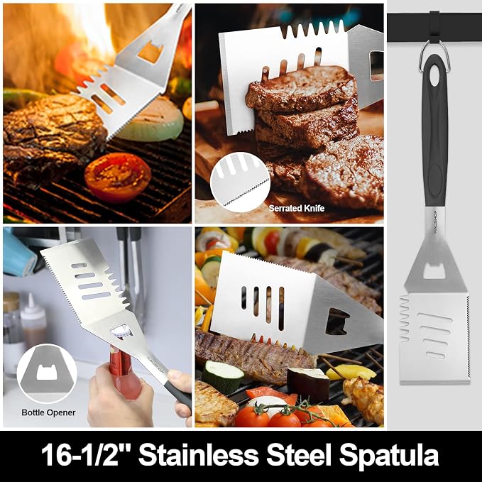 HAUSHOF Large Grilling Accessories, BBQ Grill Set, Heavy Duty Stainless Steel - Image 2