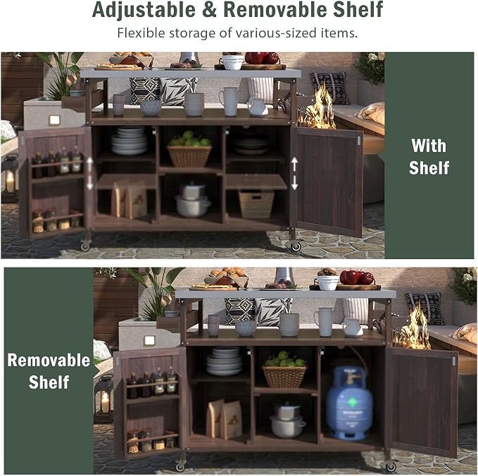Rolling Cart ，Storage Cabinet, Grill Table ，Artificial Board，with Stainless - Image 7
