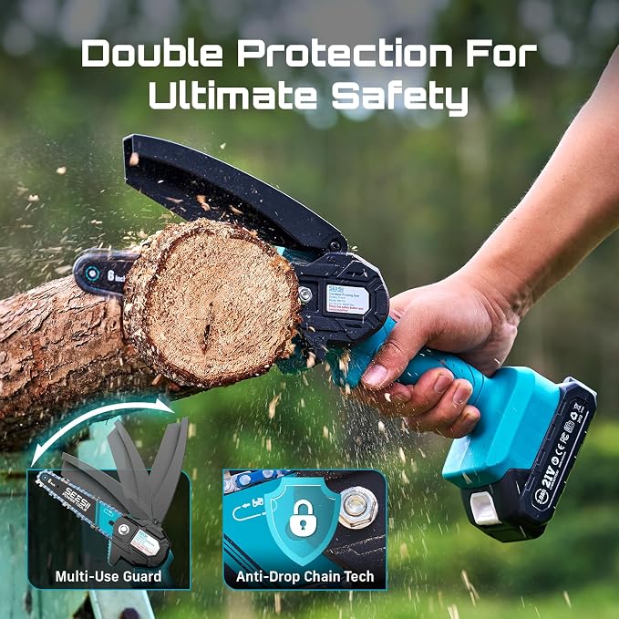 Seesii Mini Chainsaw, 6-inch Mini Chainsaw Cordless, Handheld Electric Power - Image 7