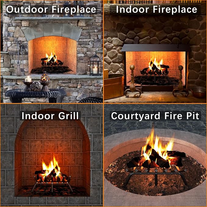 Mr IRONSTONE Fireplace Grate 21 inch Solid Steel Heavy Duty Fireplace Log - Image 7