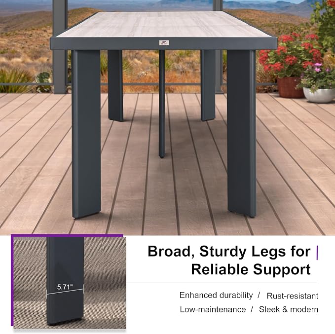 PURPLE LEAF 9 Pieces Outdoor Dining Set Patio Table and Chairs Set Aluminum - Image 4
