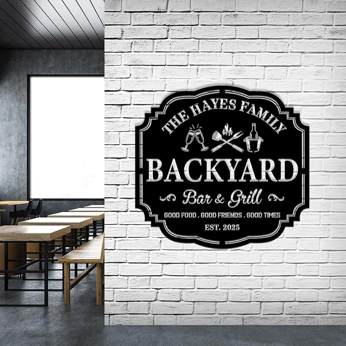 Custom Backyard Bar & Grill LED Sign – Personalized BBQ Sign, Barbecue Custom - Image 3