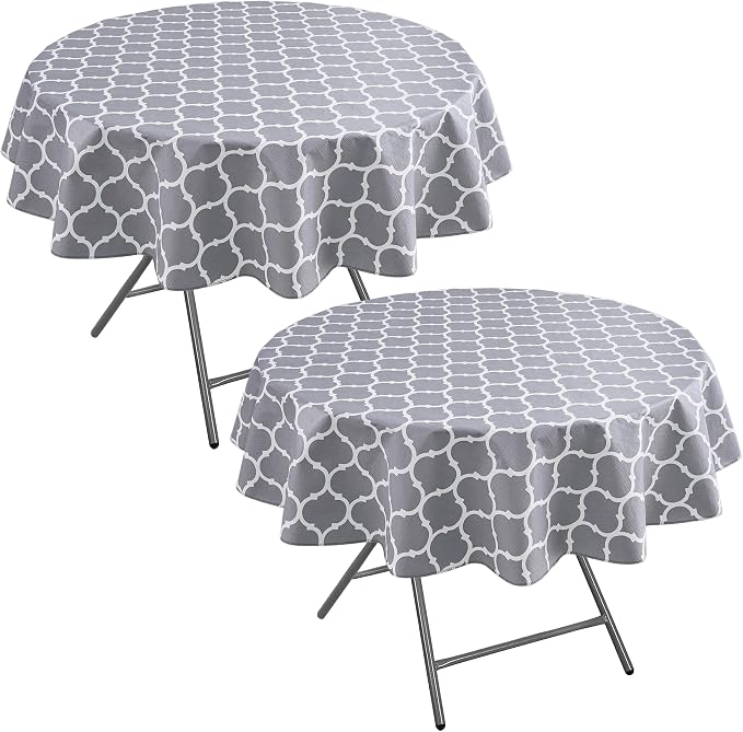 Nasitos 2 Pack 60 Inch Round Plastic Vinyl Tablecloth by Nasitoshomedecor