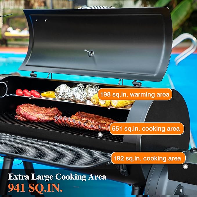 Sophia & William Heavy-Duty Charcoal Outdoor Smoker Grills, Extra Large Offset - Image 2