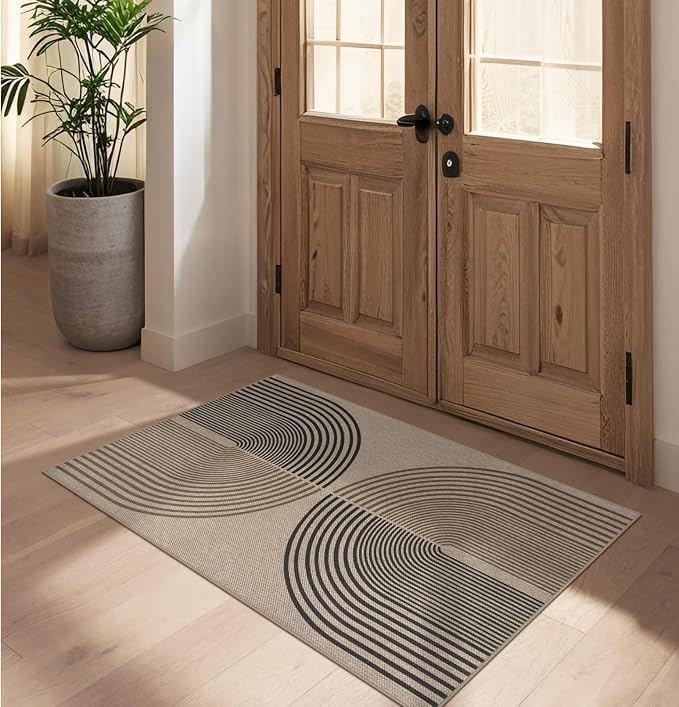 Easy Jute Rainbow Entryway Rug, 2.6x4 Washable Non-Slip Indoor Outdoor Doormat by Rugalia
