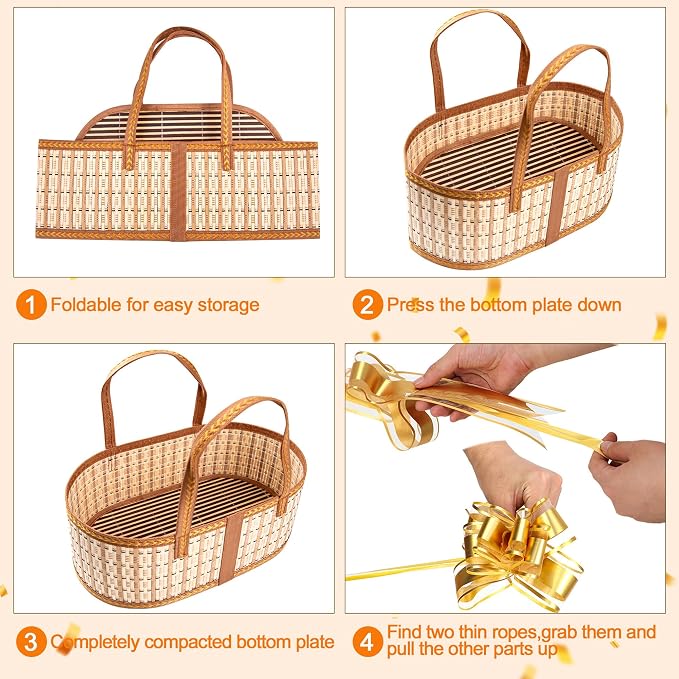 Orchidleaf 3 Set Baskets for Gifts Empty, Gift Empty Bamboo Basket Large - Image 4