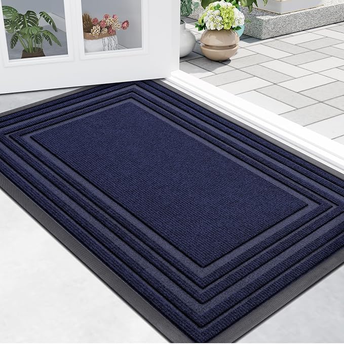 Buganda Front Door Mat Indoor Outdoor Entrance, Non-Slip Natural Rubber Doormats by Buganda
