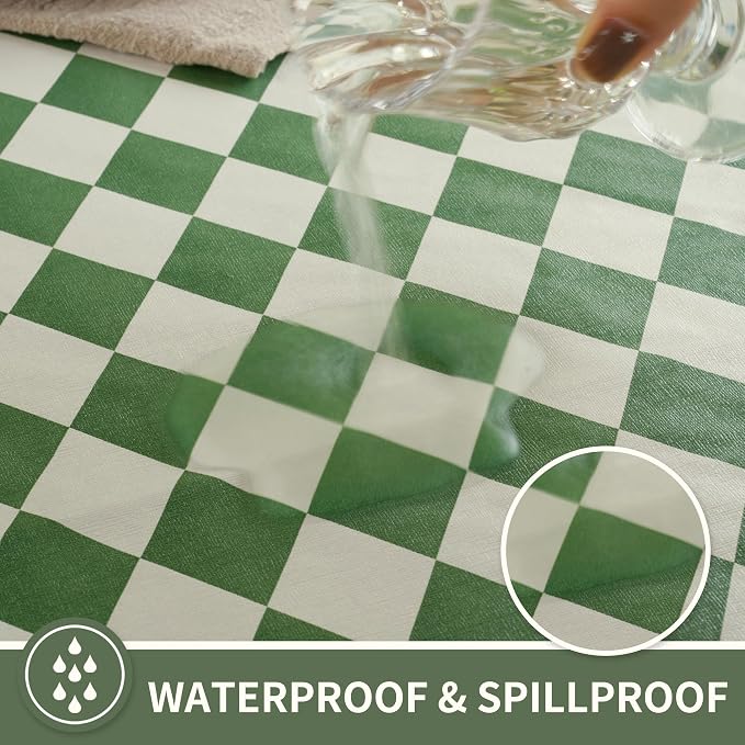 Square Table Cloth, 100% Waterproof Tablecloth Oil Proof Spill Proof Vinyl - Image 2