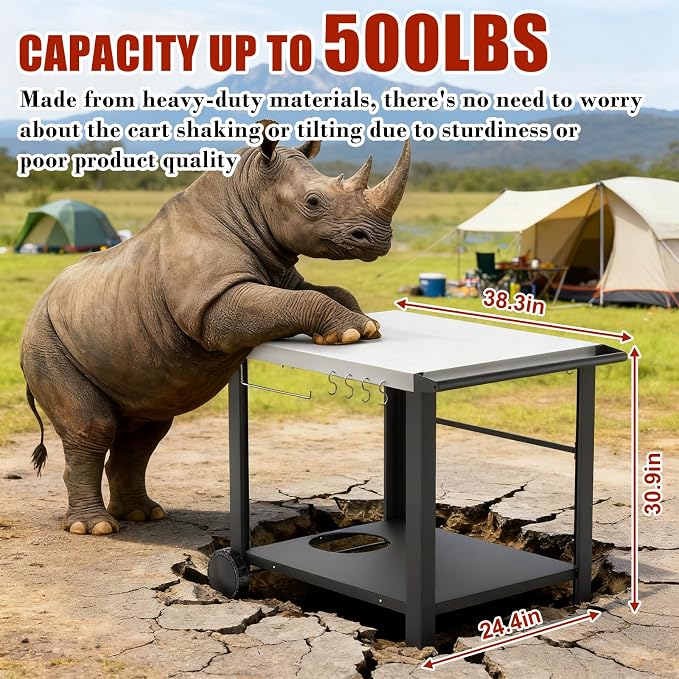34" x 24" Movable Stainless Steel Flattop Grill Cart - Image 2