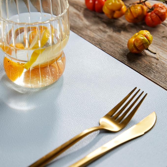 DOLOPL Faux Leather Placemats Set of 6, Wipeable Anti Slip Dining Place Mats - Image 2