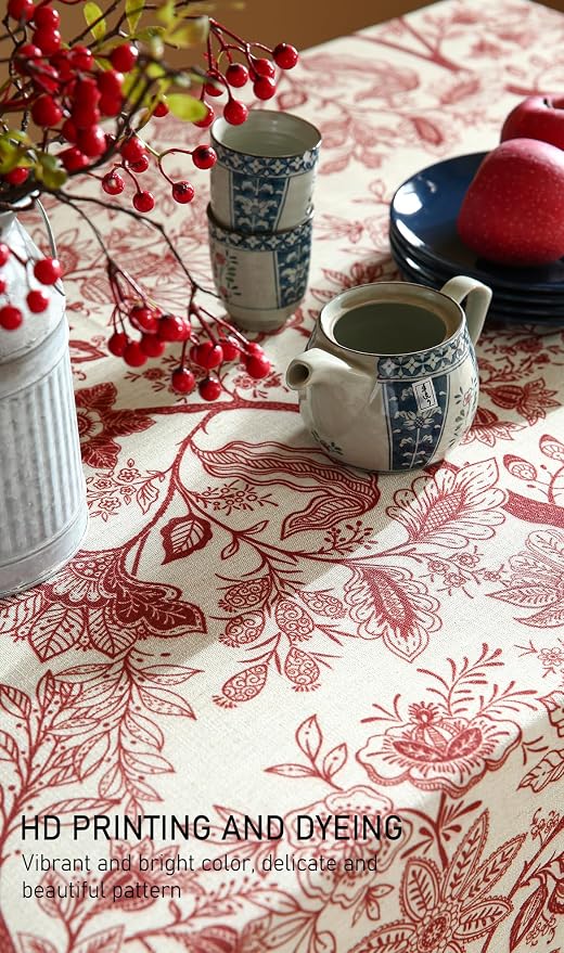 ISAENNE Designer French Linen Long Rectangle Tablecloth, Durable Home Decor - Image 6