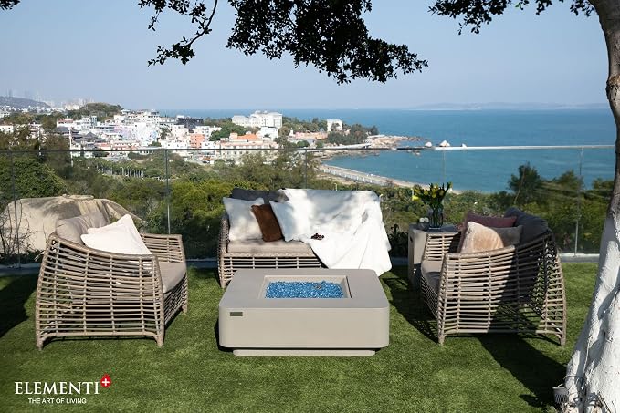 Elementi+ | Lucerne Gas Fire Pit Cast Concrete 42" Square Fire Table, Outdoor - Image 5