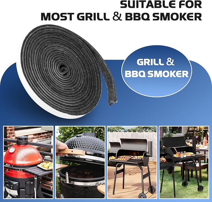 15 FT BBQ Smoker Gasket, 1/2" x 1/8" High Temperature Grill Gasket Replace - Image 7