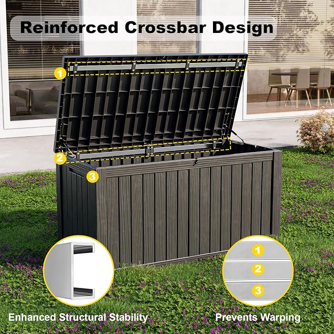 EasyUp 180 Gallon Outdoor Storage Box Waterproof, UV Resistant Resin Deck Box - Image 4