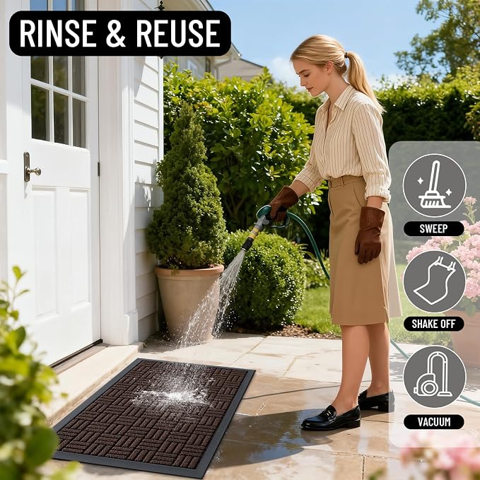 OLANLY Front Door Mat Outside Entrance 59x23, Heavy Duty Sturdy Natural Rubber - Image 8