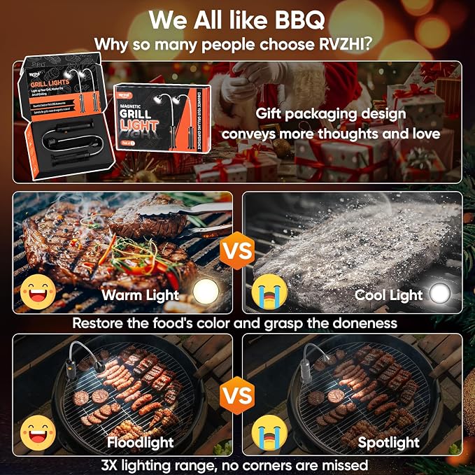 Valentines Day Gifts for Him Unique: 2 Pack RVZHI Grill Light BBQ Grilling - Image 5