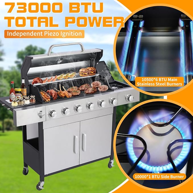 CIG GARDEN 6 Burner Propane Gas Grill - Image 5
