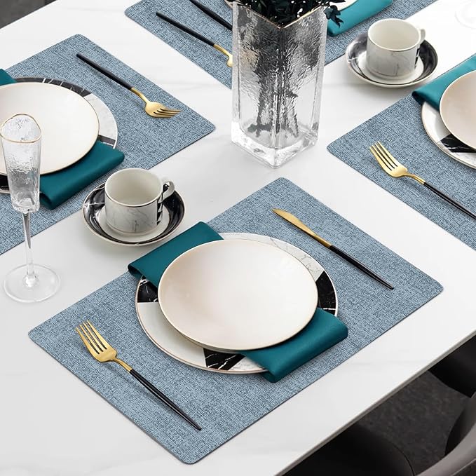 Faux Leather Heat Resistant Placemats Set of 8 – Waterproof Oilproof Wipeable - Image 2