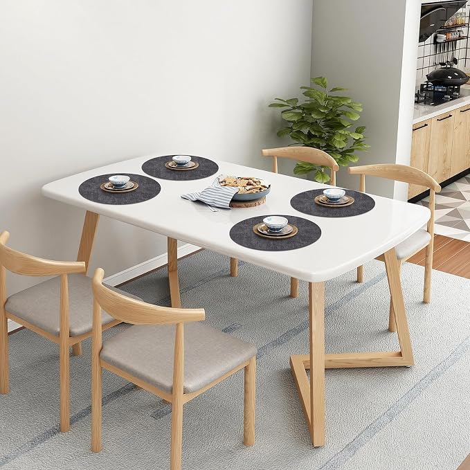 Homaxy Round Faux Leather Placemats and Coasters, Washable Dual-Side Table Mats - Image 9