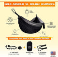 Hammock for Two: XL Double Camping Hammock in Black and Gray