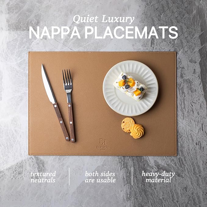 Faux Leather Placemats Set of 4 Vinyl Washable Wipeable Table Mats - Image 2