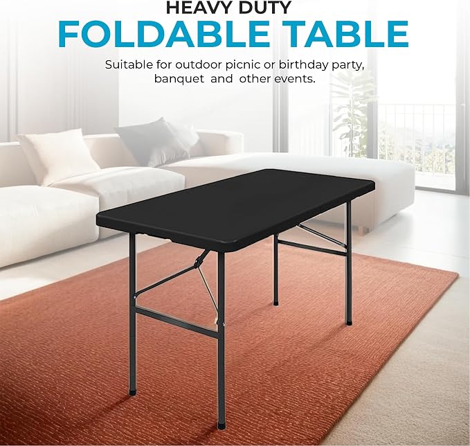 SIMPLI-Magic 4ft Portable Plastic Folding Table – 17% Thicker Than Others – - Image 3