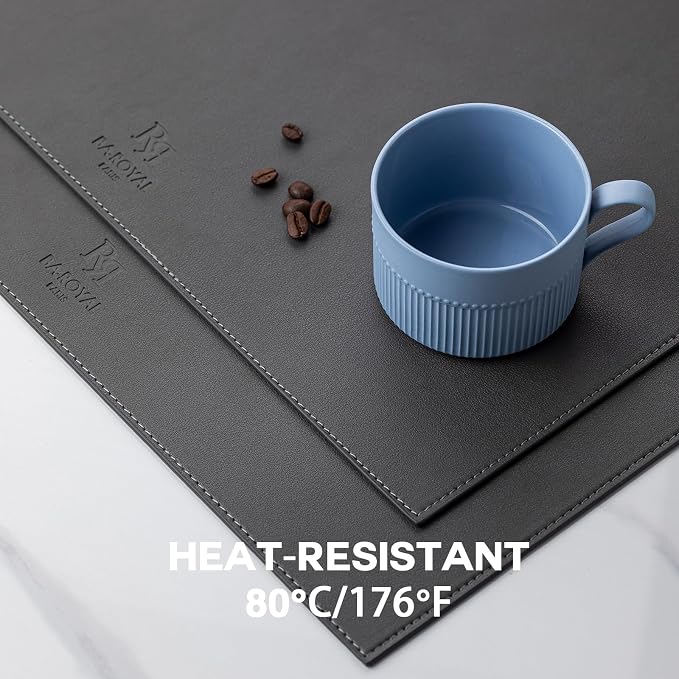 Faux Leather Placemats Set of 6 Vinyl Washable Wipeable Table Mats - Image 5